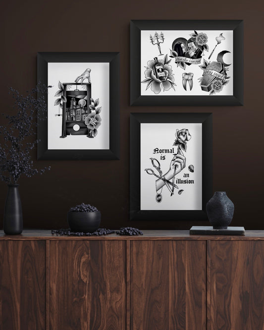 Adams Family Tattoo Style Prints 3 options!