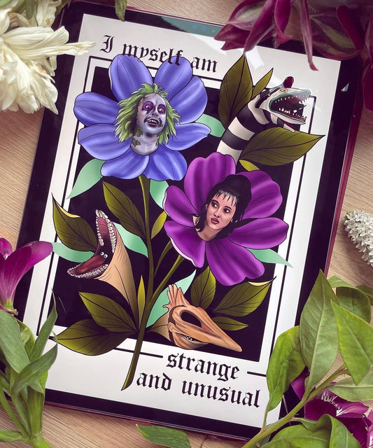 Strange and Unusual Beetlejuice Tattoo Style Illustration
