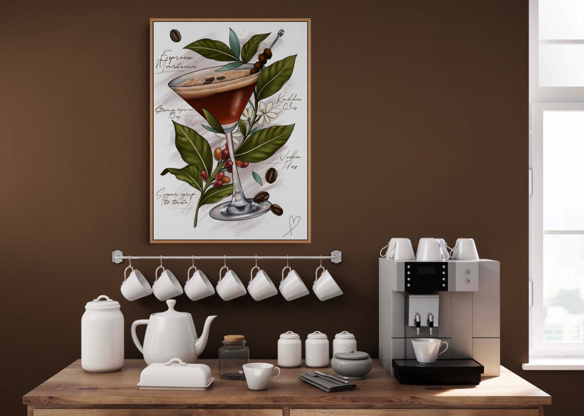 Espresso Martini Cocktail Lover Tattoo Style Print