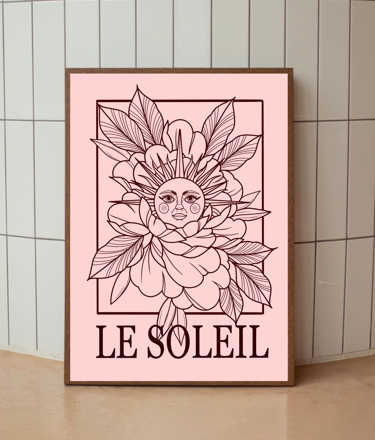 Cute Tattoo Style Minimalist Sun and Moon Art Prints