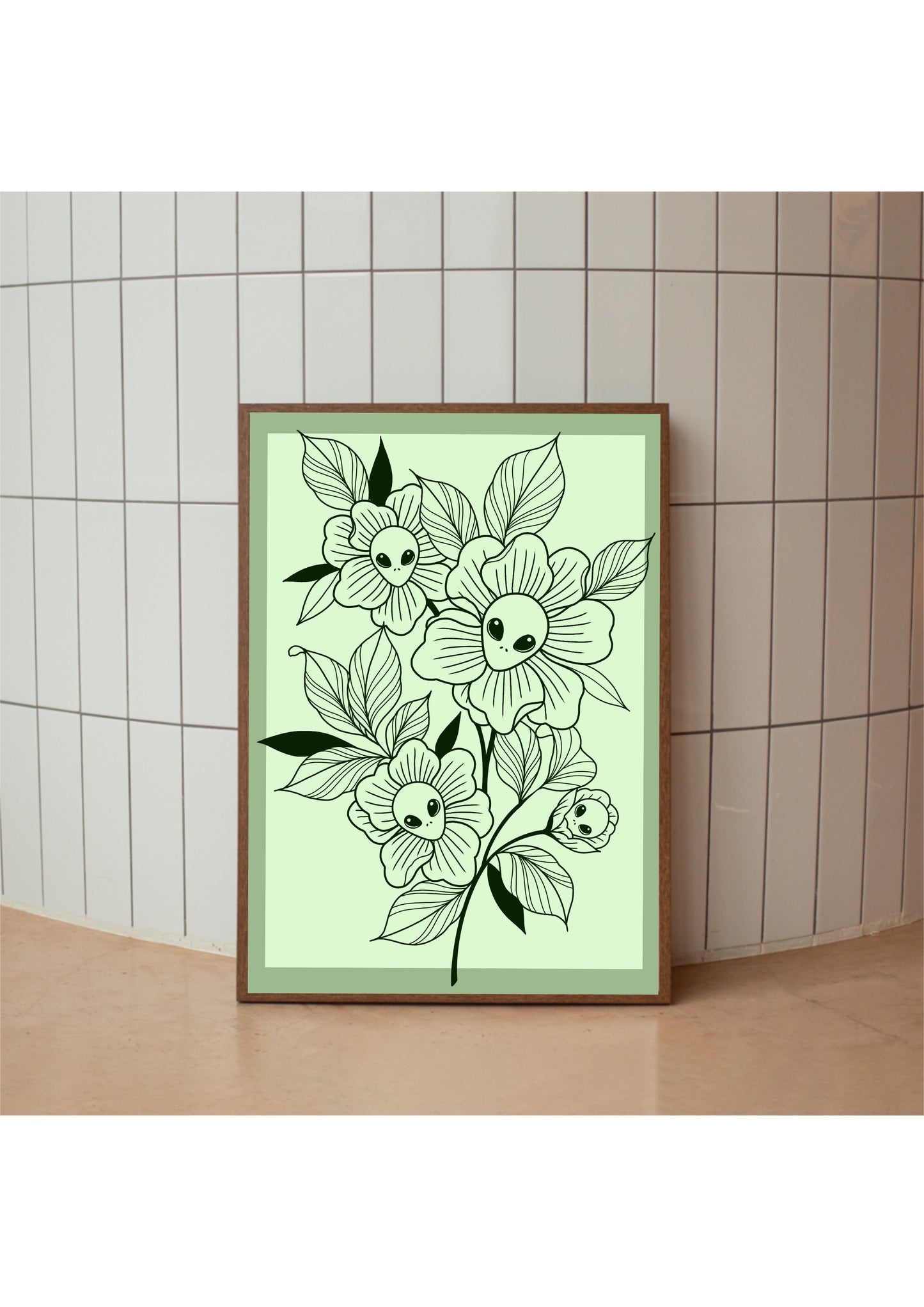Weird Linework Floral Alien Tattoo Style Illustration Artwork