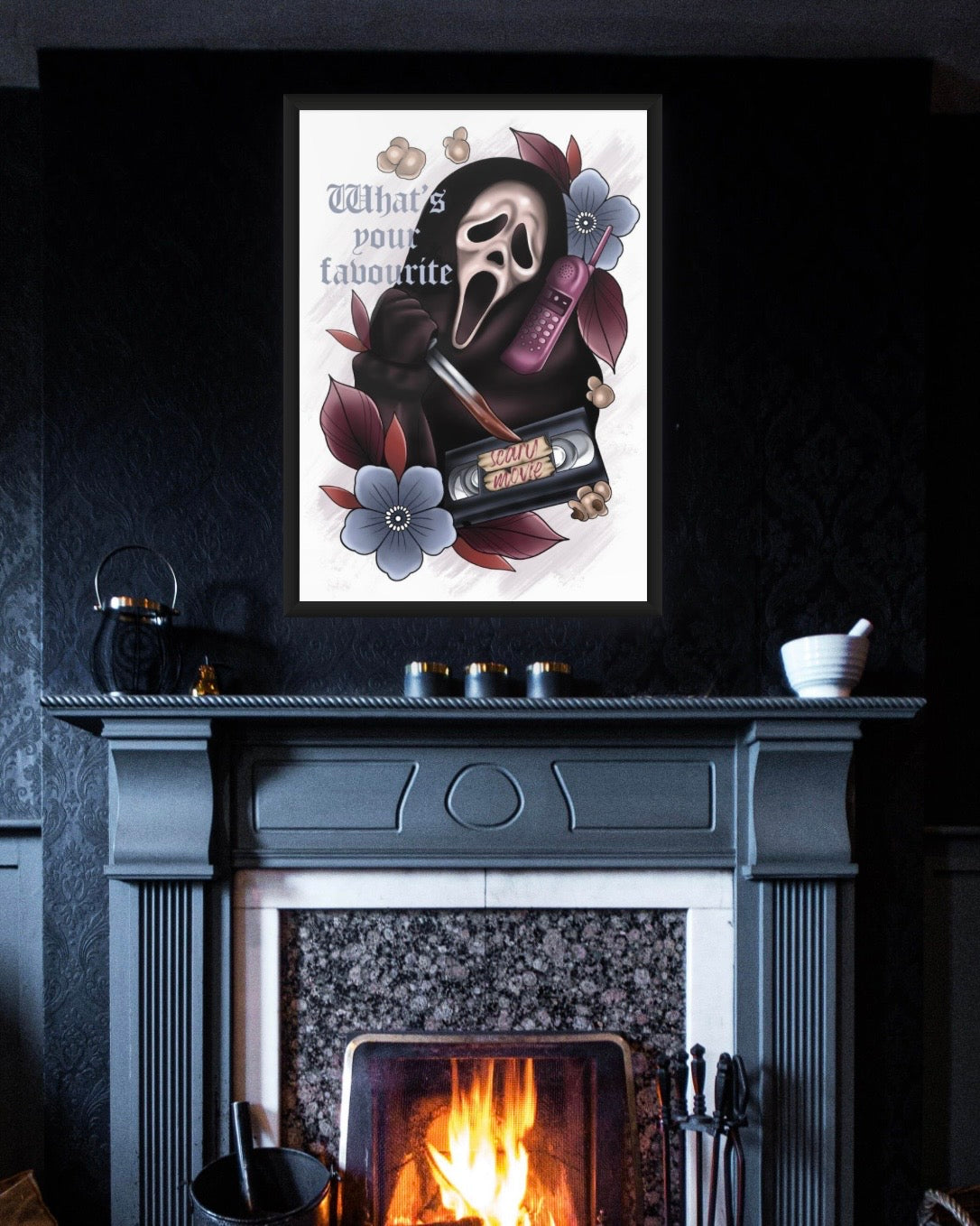 Ghostface Horror Tattoo Style Print Scream Illustration