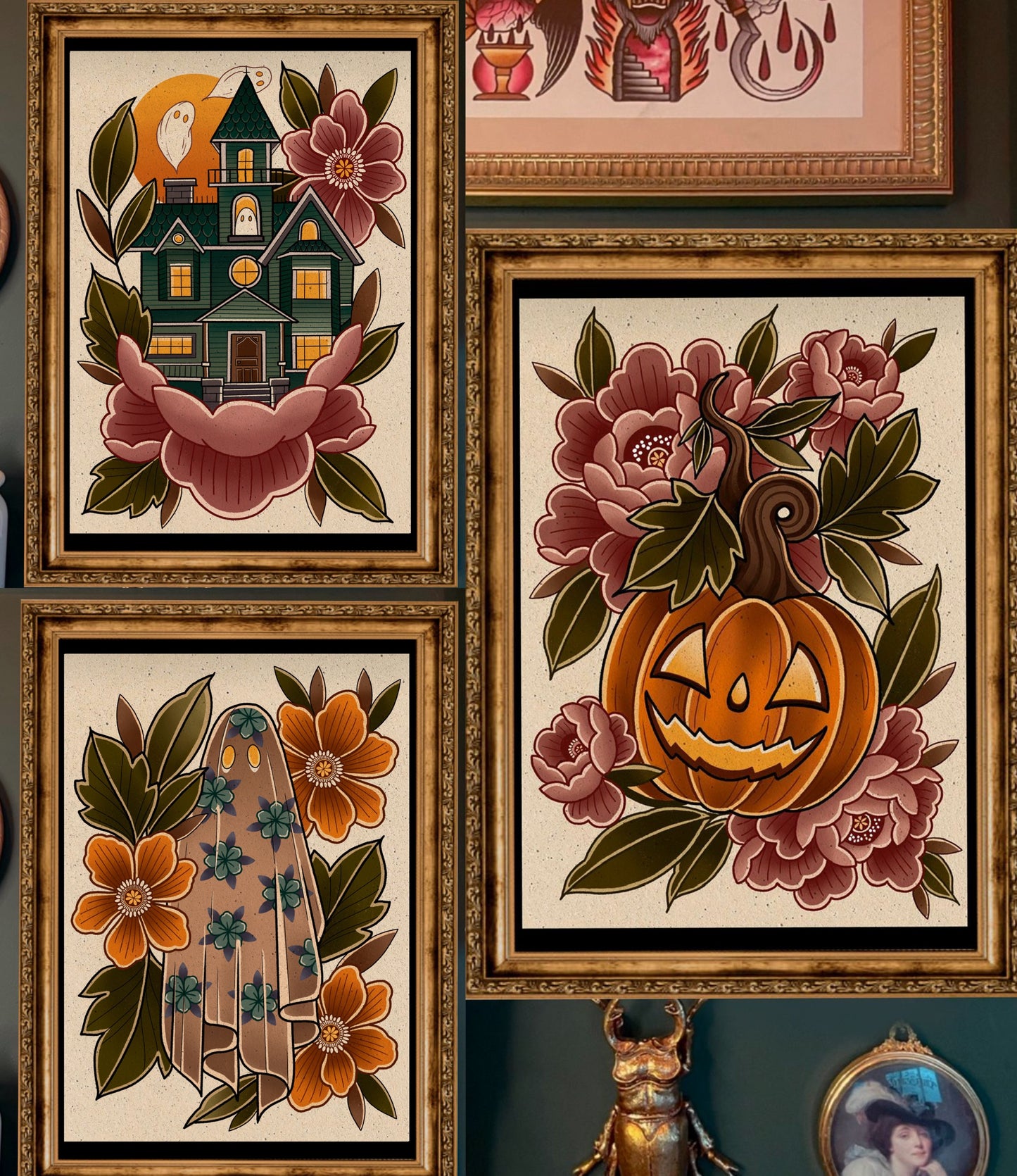 Halloween Spooky Prints Haunted Ghost Pumpkin