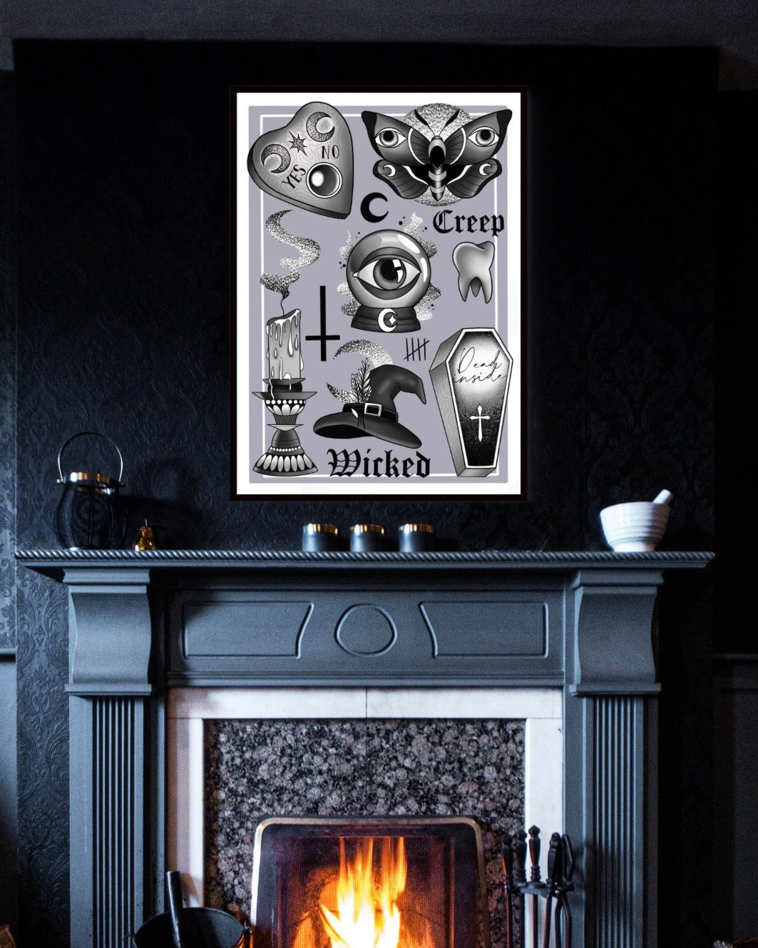 Halloween Tattoo Spooky Flash Sheet