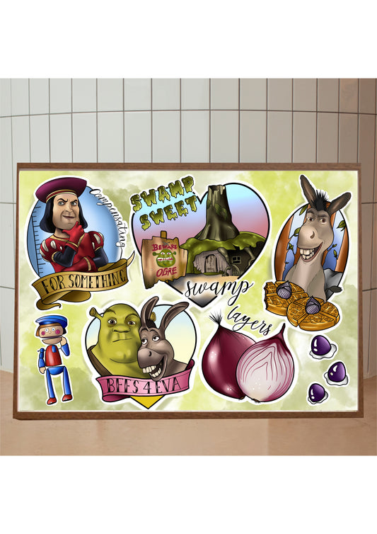 Get out of my Swamp Shrek Tattoo Style Print