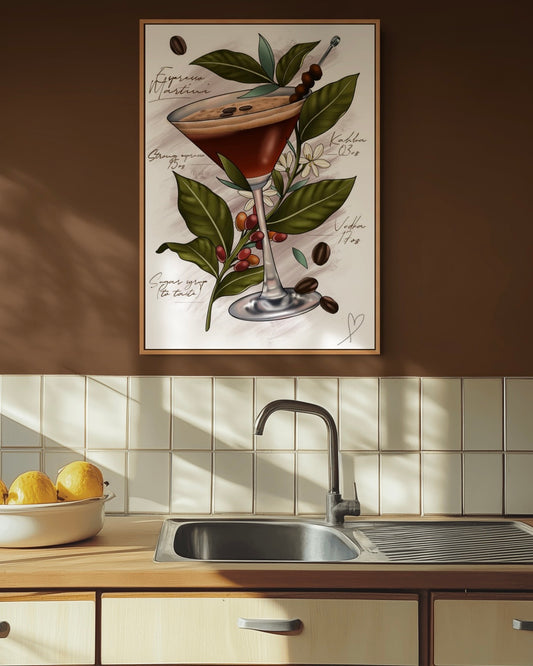 Espresso Martini Cocktail Lover Tattoo Style Print