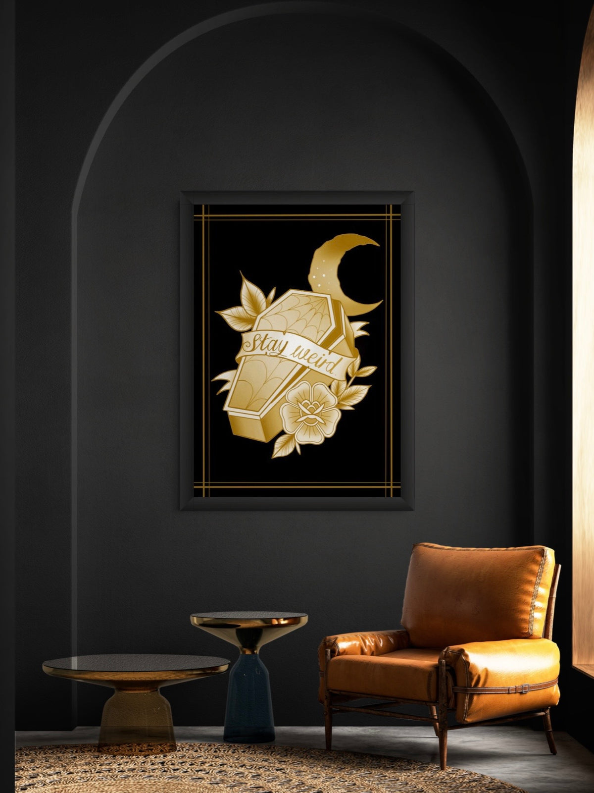 Stay Weird Tattoo Style Coffin Print Spooky Halloween Artwork