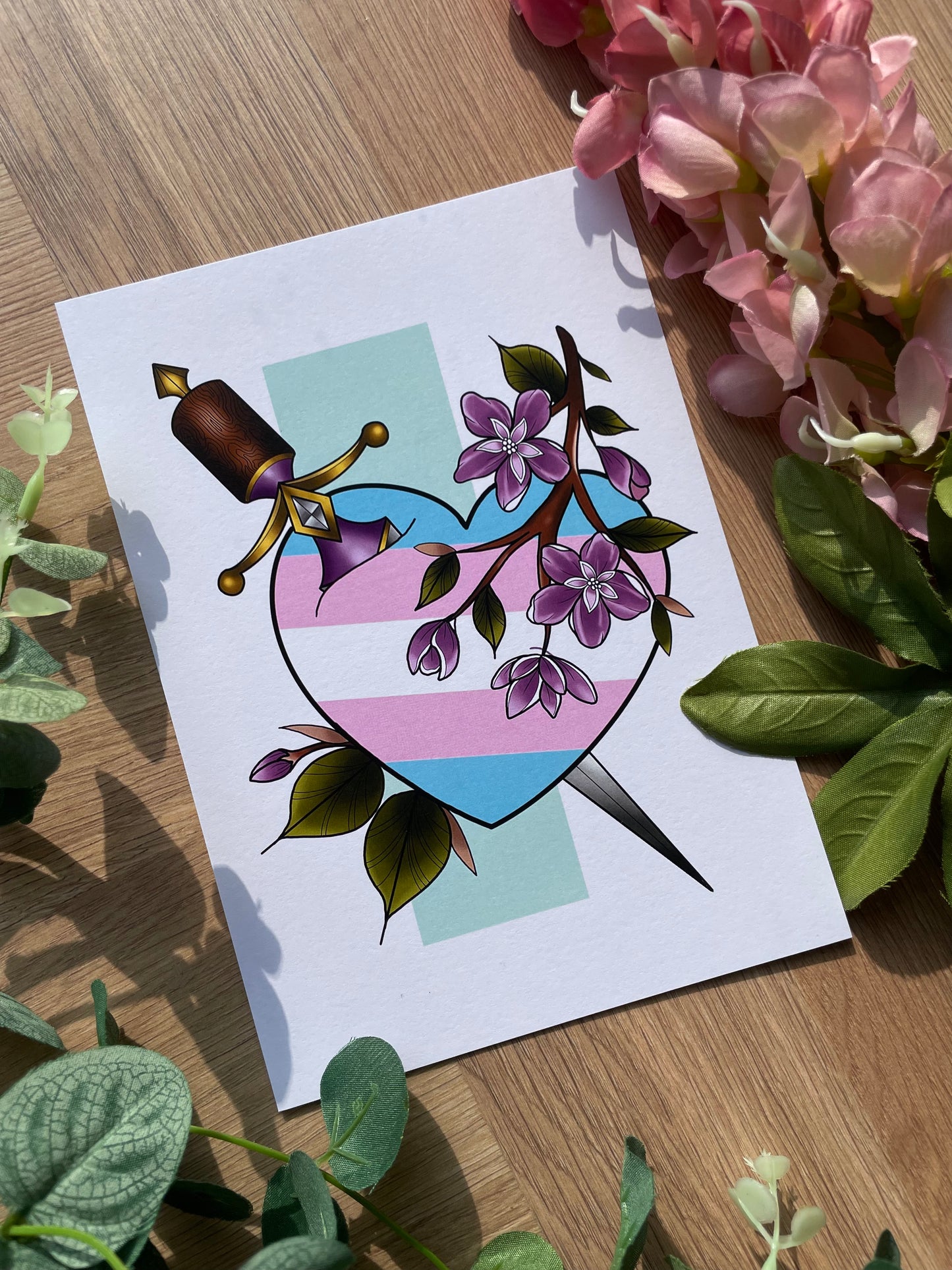 LGBTQIA Tattoo Style Illustration Trans Pride Print