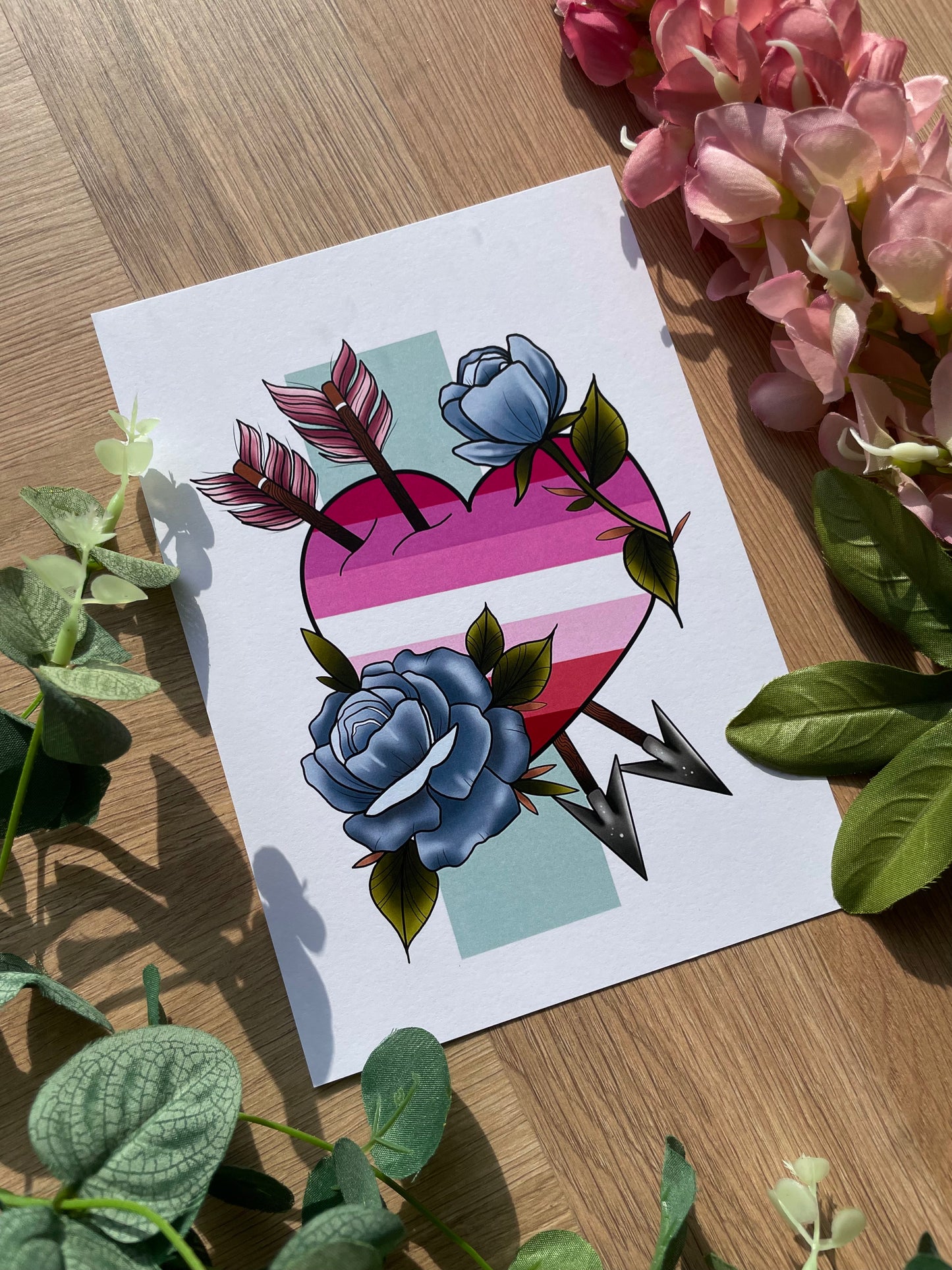 LGBTQIA Tattoo Style Illustration Lesbian Pride Print
