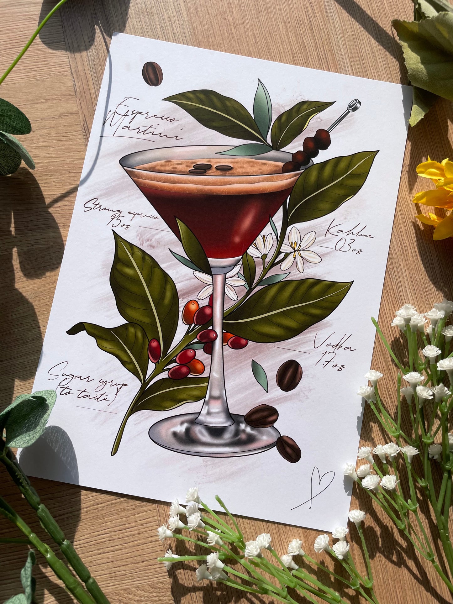 Espresso Martini Cocktail Lover Tattoo Style Print