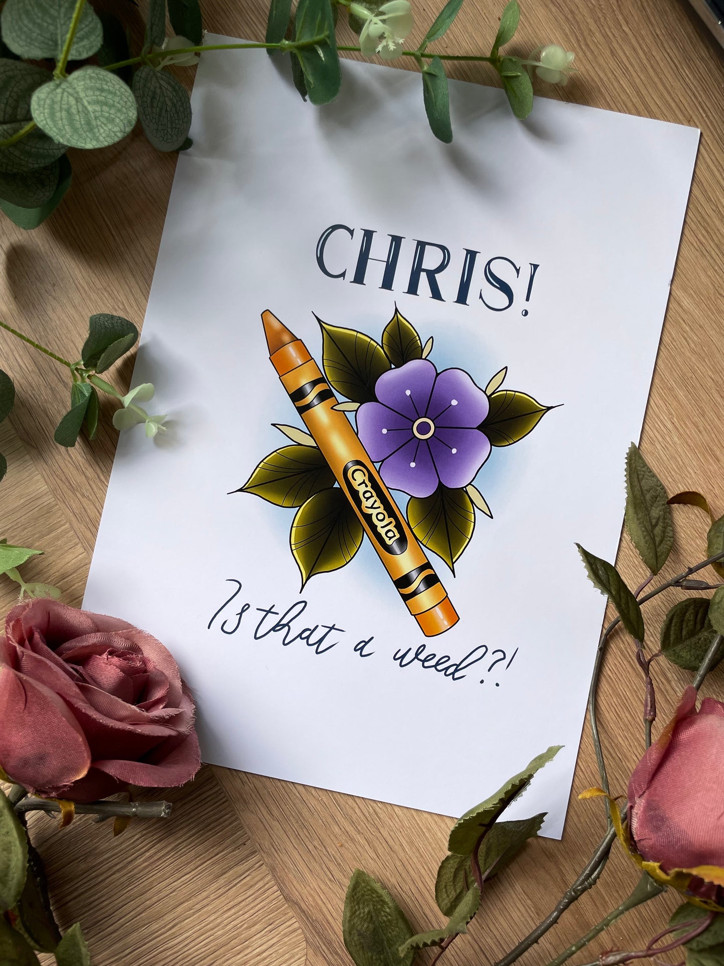Vine Quote Print Funny ‘Chris is that a weed’ Print Internet Joke Illustration