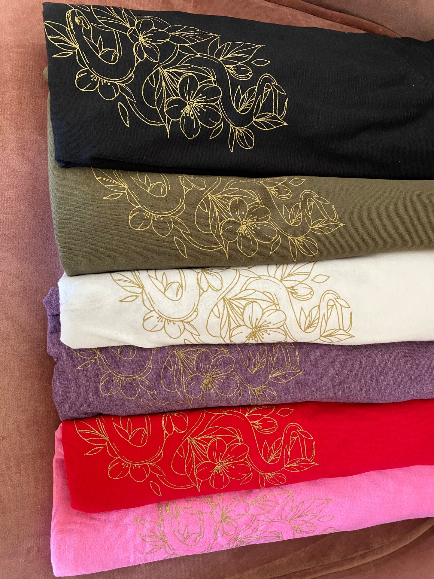 Floral Snake Tattoo T-Shirt Tattoo Style Clothing