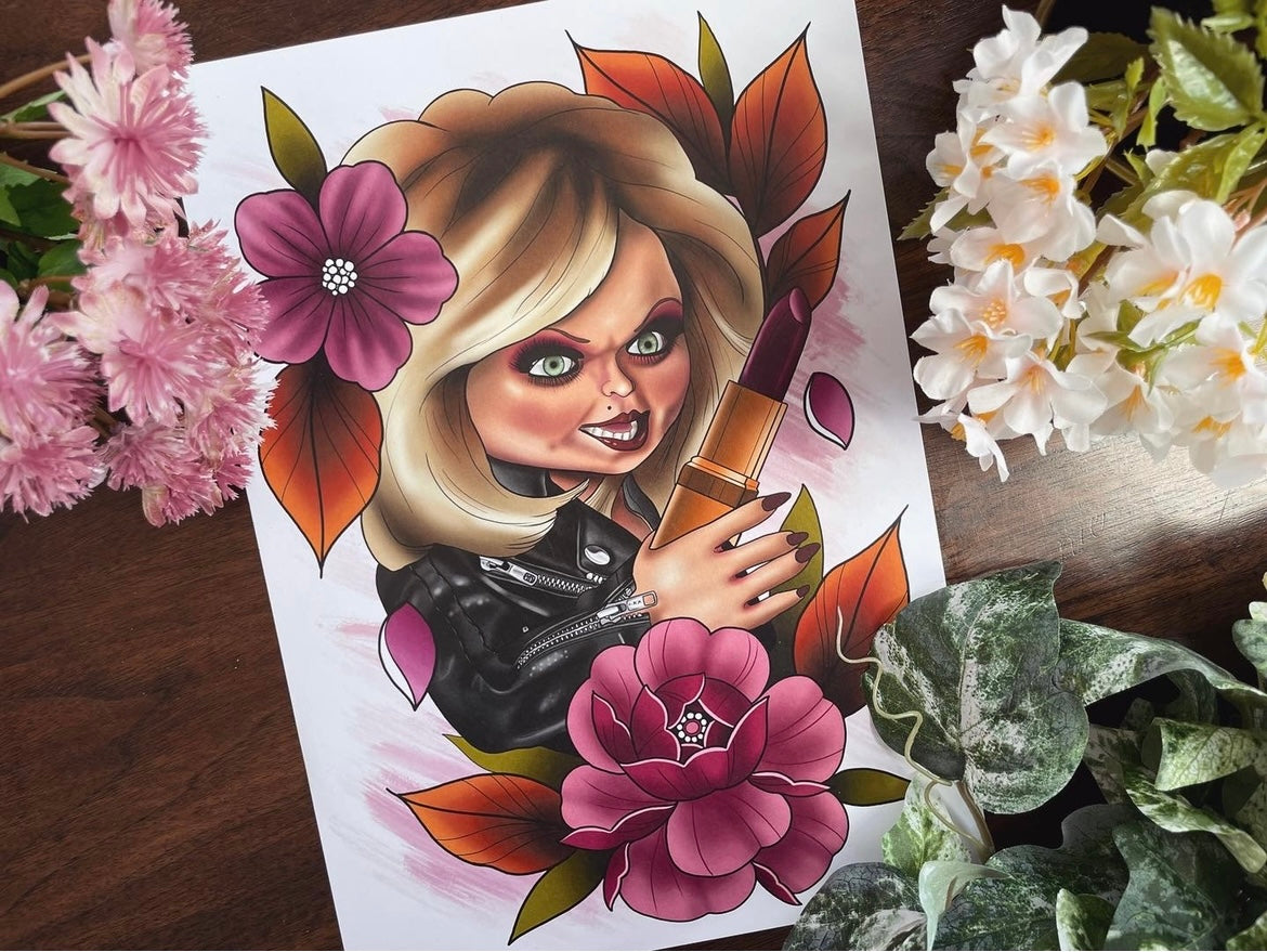 Chucky and Bride of Chucky Tattoo Style Prints