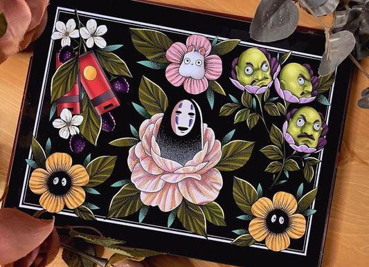 Spirited Away Studio Ghibli Tattoo Style Flash Sheet