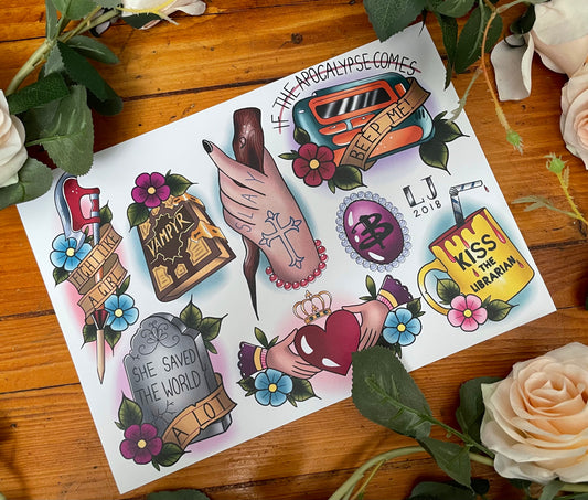 Buffy the Vampire Slayer Tattoo Style Print