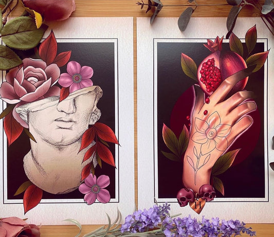 Tattoo Style Greek Statue and Mythology Prints Persephone