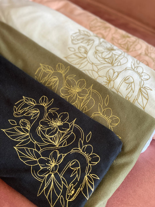 Floral Snake Tattoo Long Sleeve Top Tattoo Style Clothing