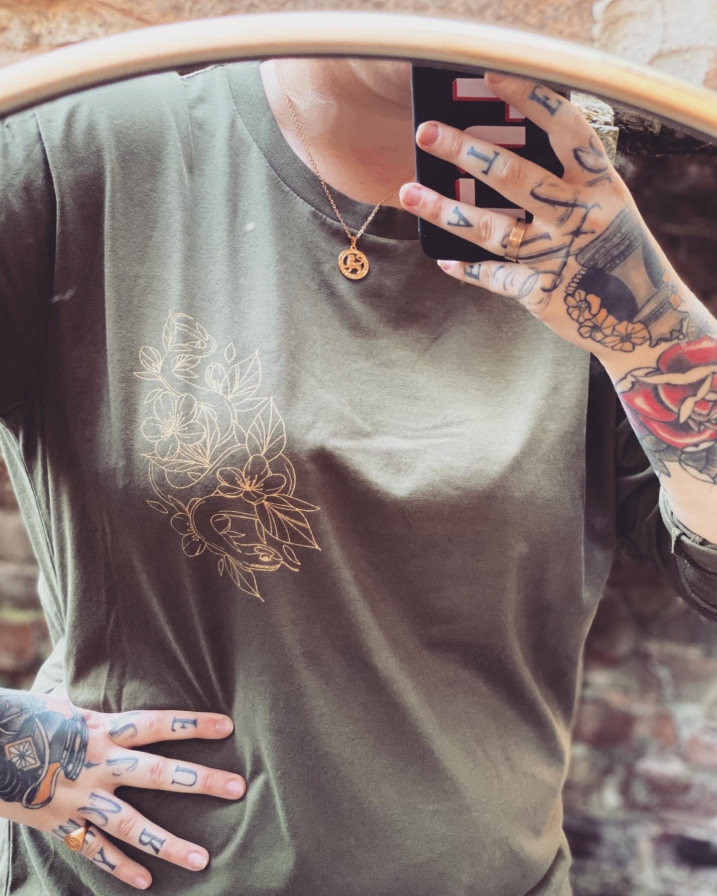 Floral Snake Tattoo Long Sleeve Top Tattoo Style Clothing