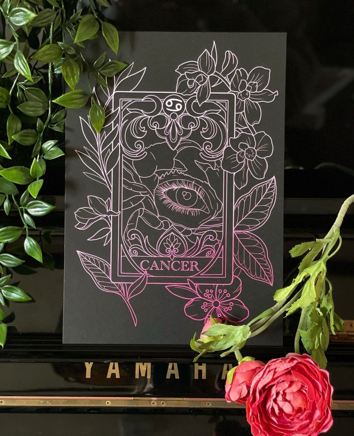 Zodiac Cancer Tarot Card Print Tattoo Style Star Sign Illustration