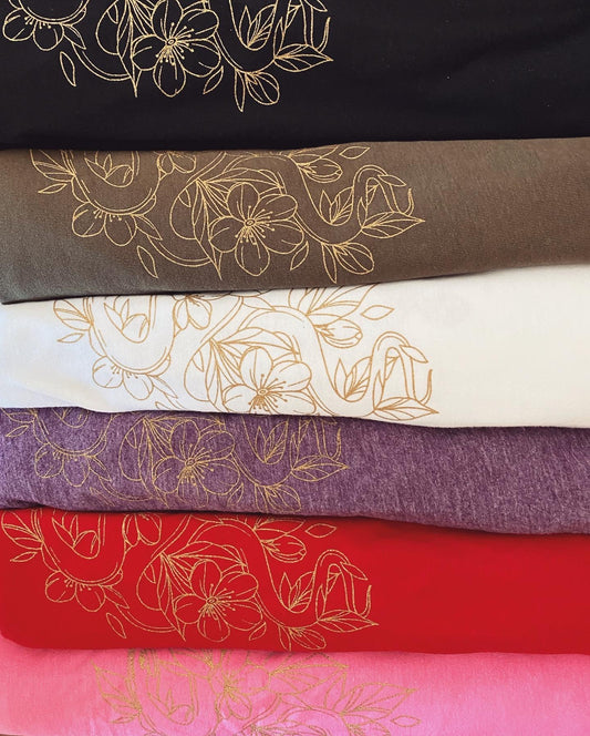 Floral Snake Tattoo T-Shirt Tattoo Style Clothing