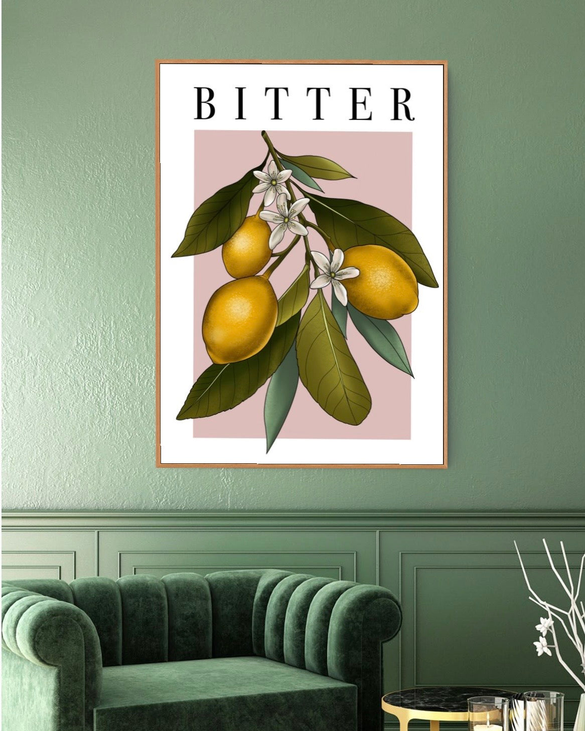 Bitter Lemon Botanical Fruit Illustration