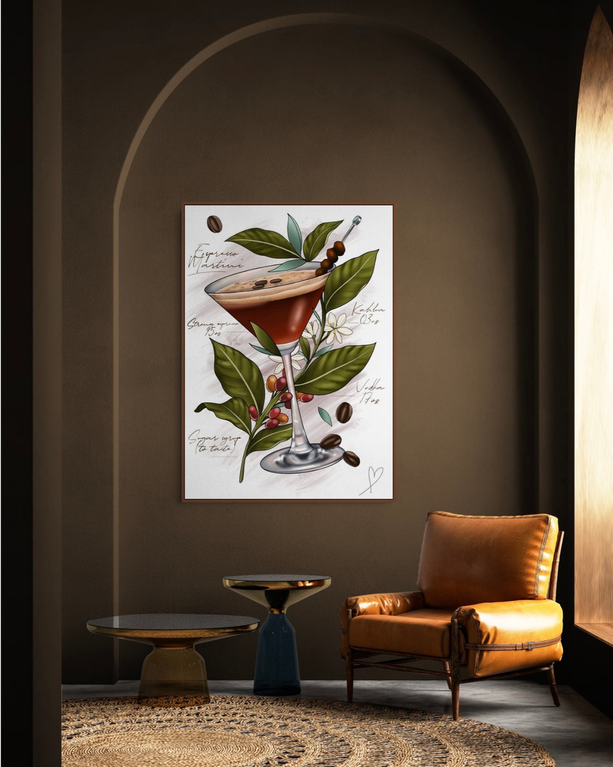 Espresso Martini Cocktail Lover Tattoo Style Print