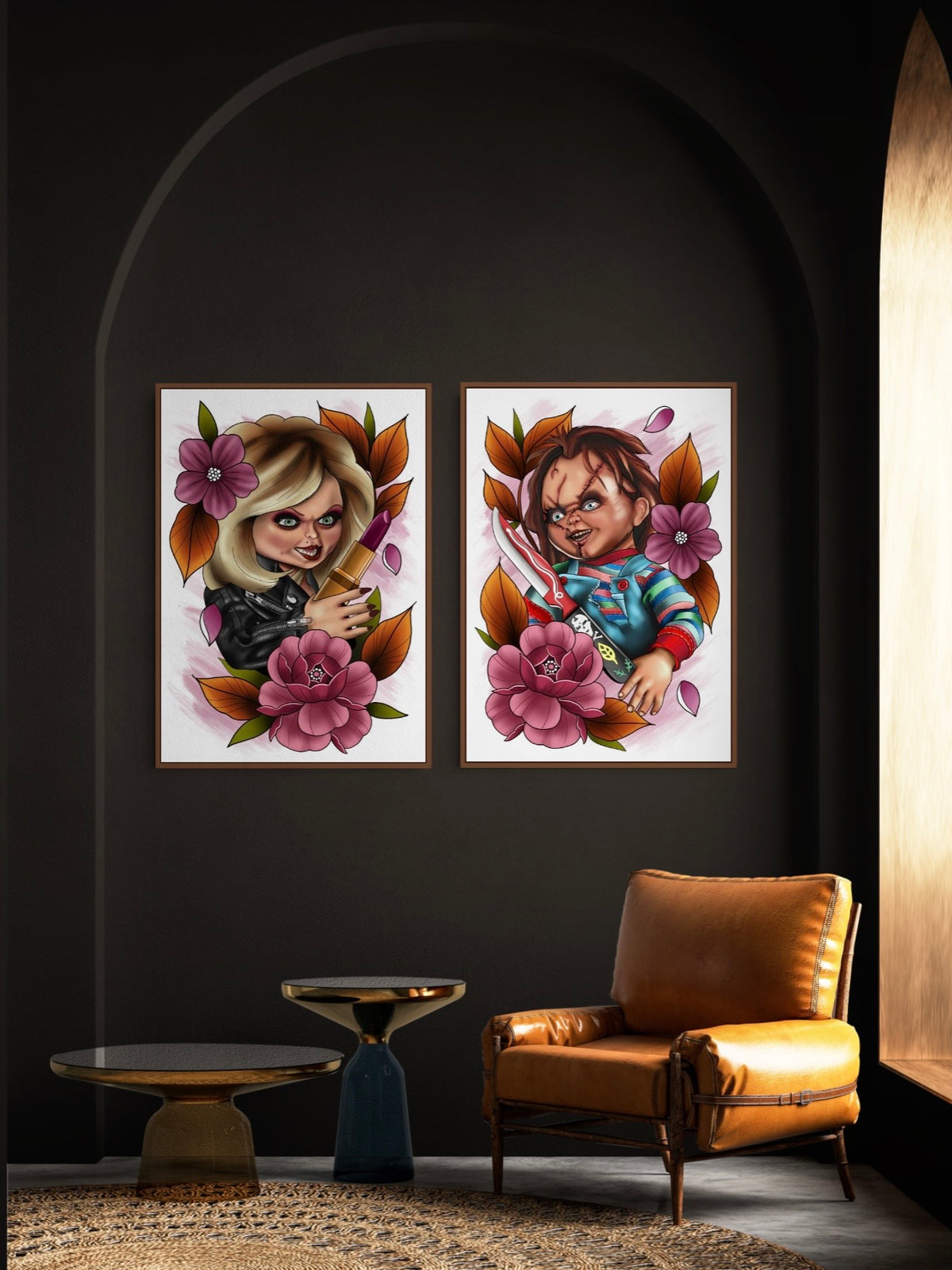 Chucky and Bride of Chucky Tattoo Style Prints