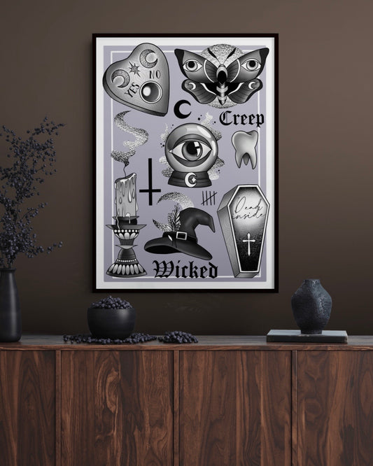 Halloween Tattoo Spooky Flash Sheet