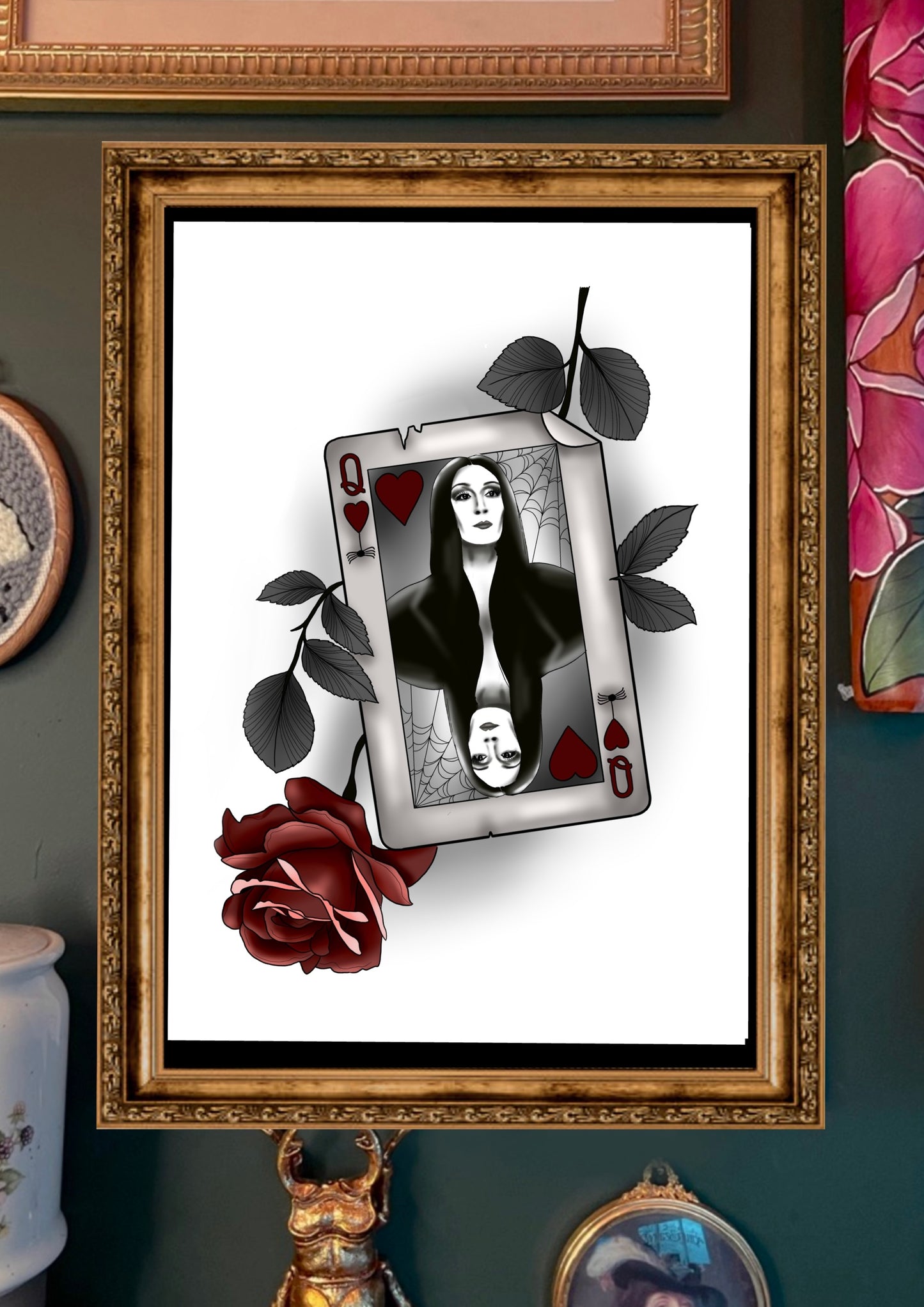 Gomez and Morticia Adams Playing Card Adams Family Prints