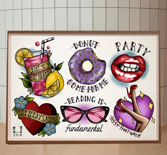 Ru Paul’s Drag Race Tattoo Style Print
