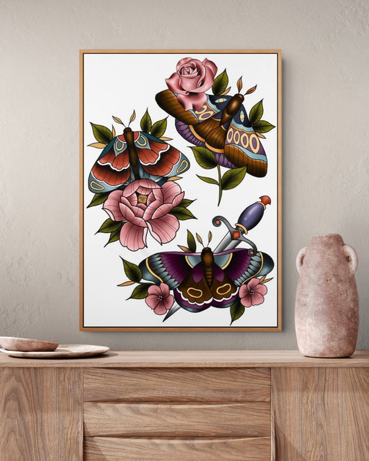 Tattoo Style Moths Flash Sheet