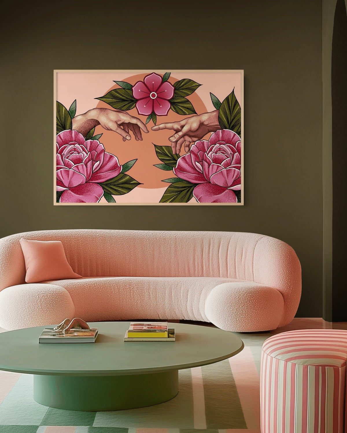 The Creation of Adam Tattoo Style Print