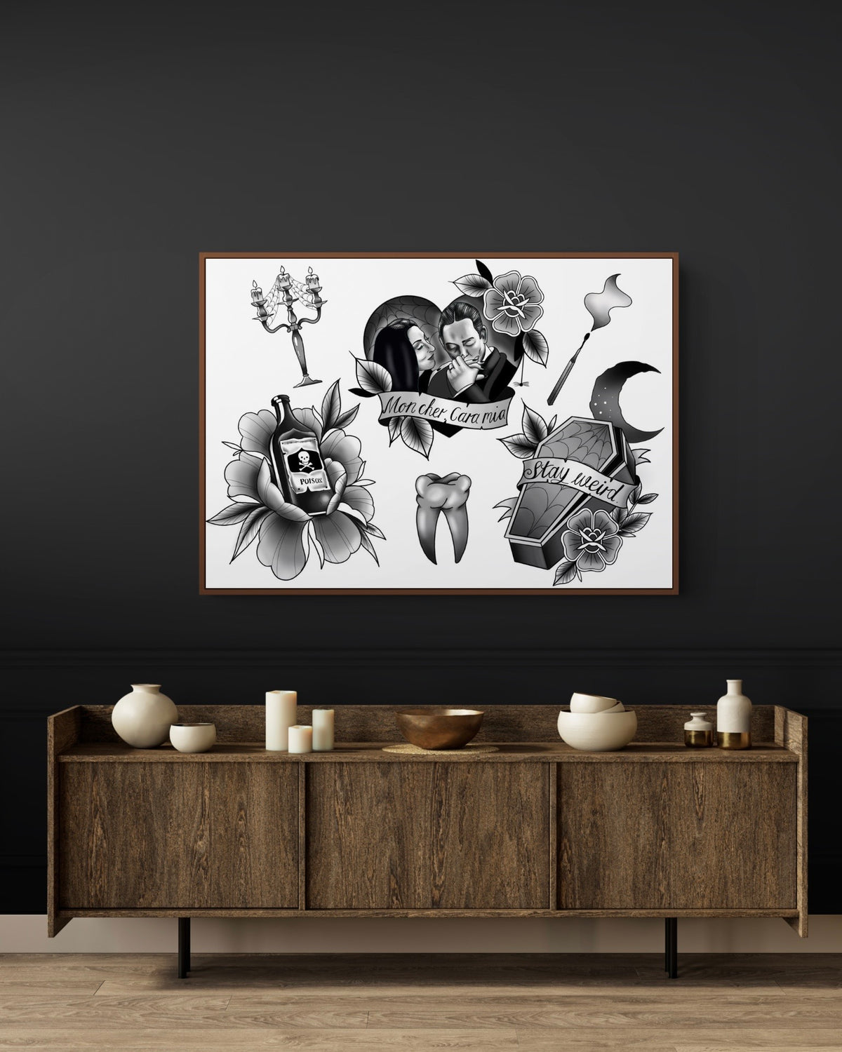 Adams Family Tattoo Style Prints 3 options!