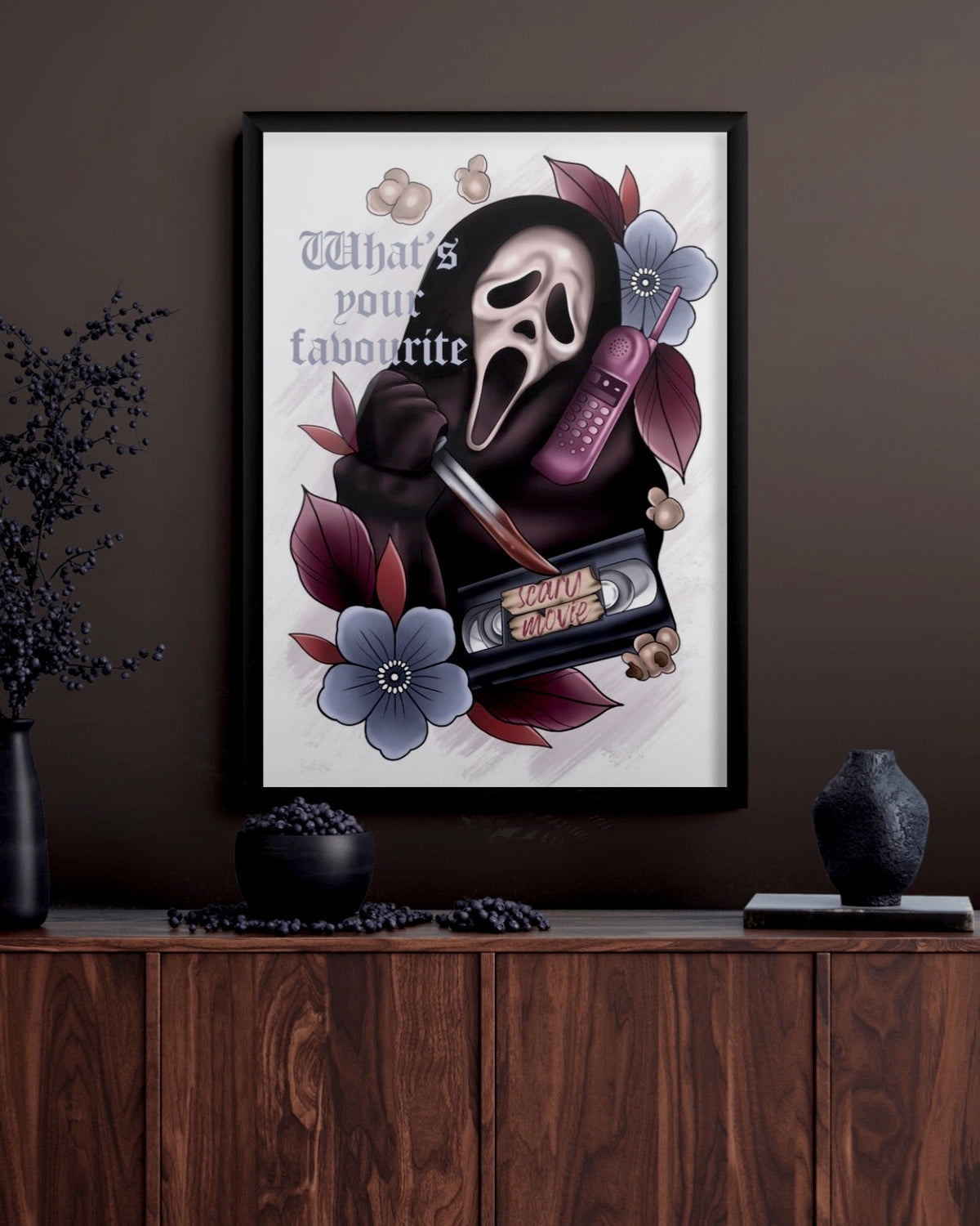 Ghostface Horror Tattoo Style Print Scream Illustration