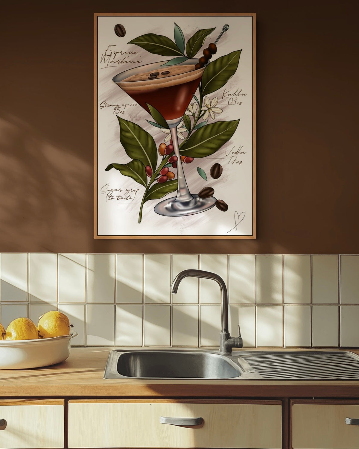 Espresso Martini Cocktail Lover Tattoo Style Print
