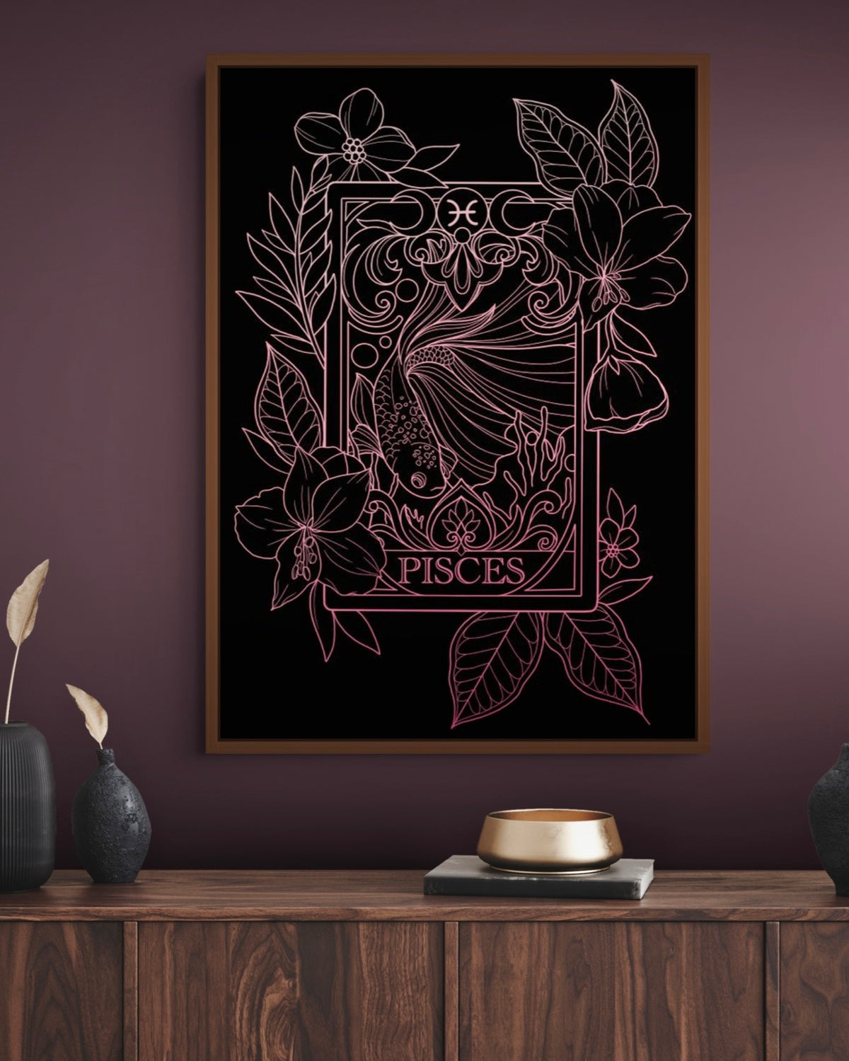 Pisces Zodiac Tarot Card Illustration