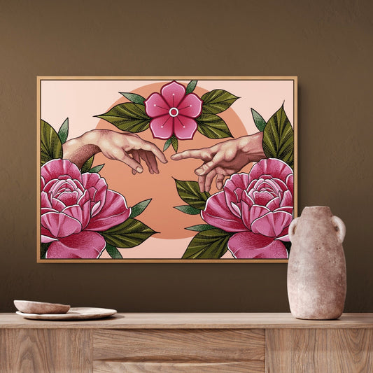 The Creation of Adam Tattoo Style Print