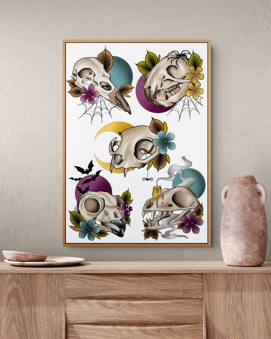 Spooky Skulls Tattoo Flash Sheet