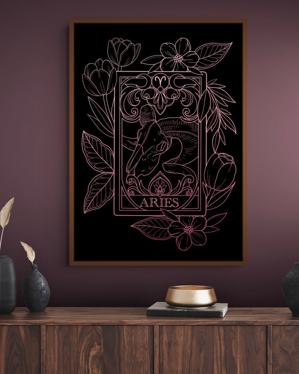Aries Zodiac Tarot Card Illustration