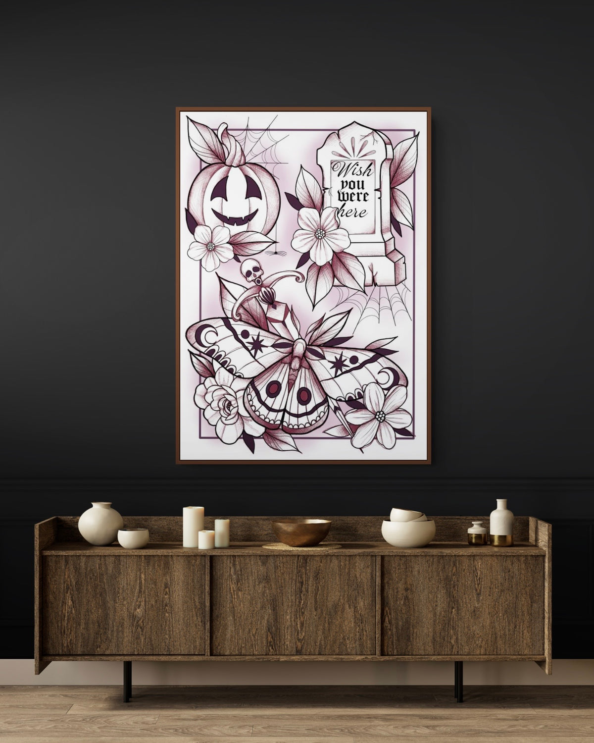 Tattoo Style Spooky Halloween Print