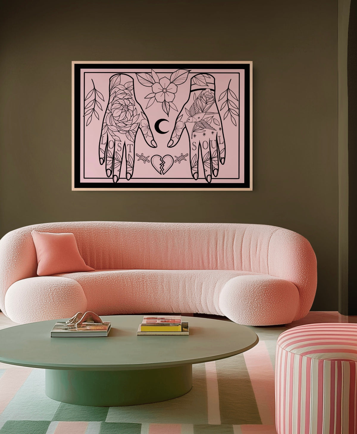 Classic Tattoo Style Swallow and Rose Print