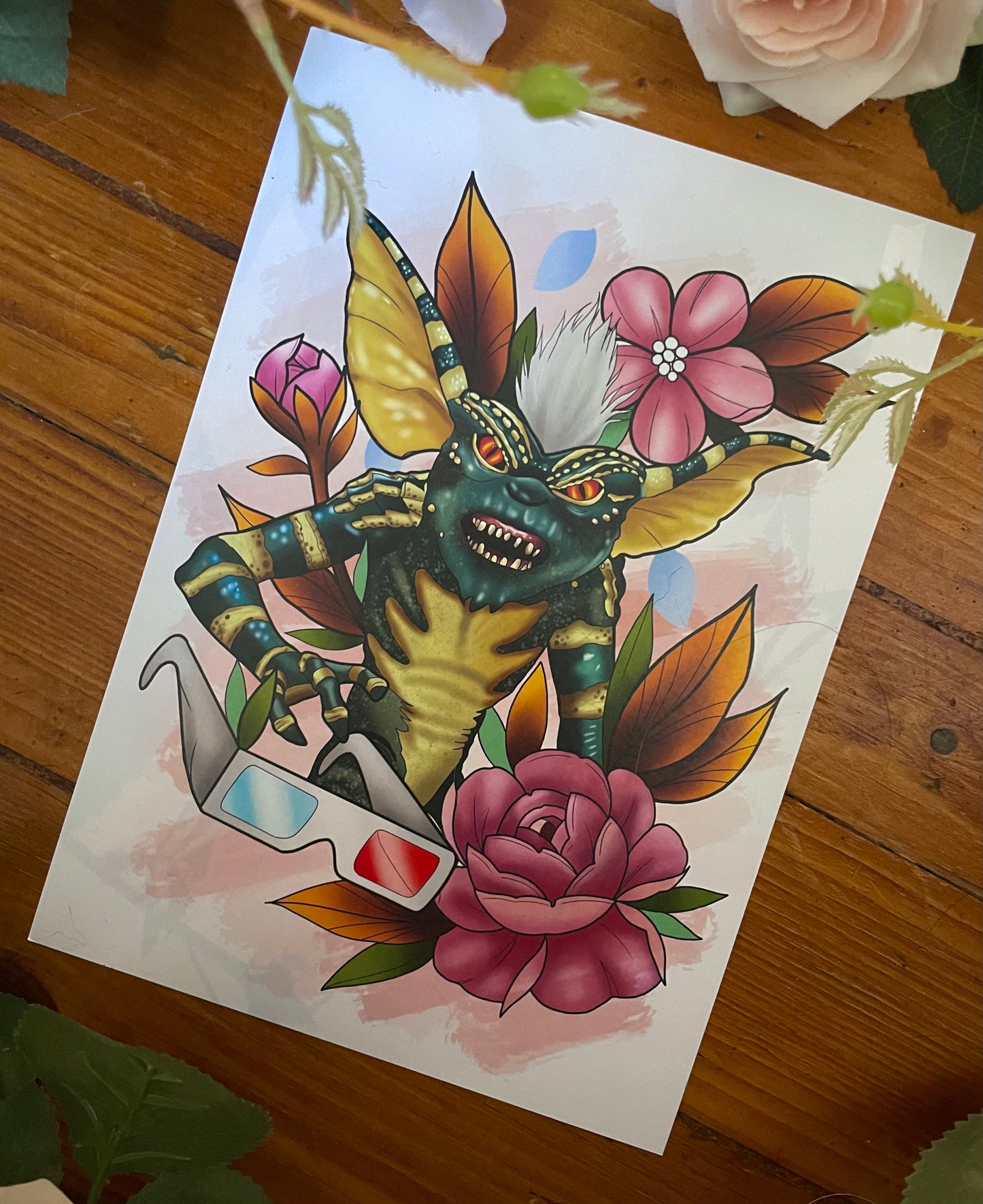 Gizmo and Stripe Gremlins Tattoo Style Prints