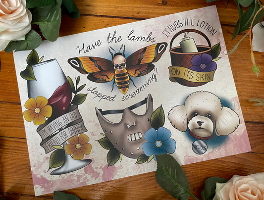 Silence of the Lambs Tattoo Style Print
