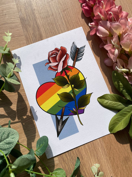 LGBTQIA Tattoo Style Illustration Gay Pride Print