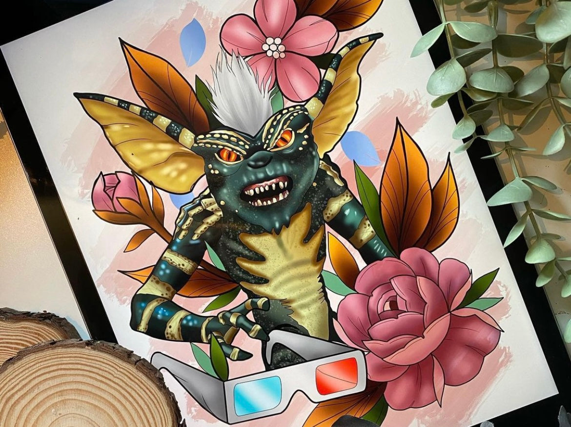 Gizmo and Stripe Gremlins Tattoo Style Prints